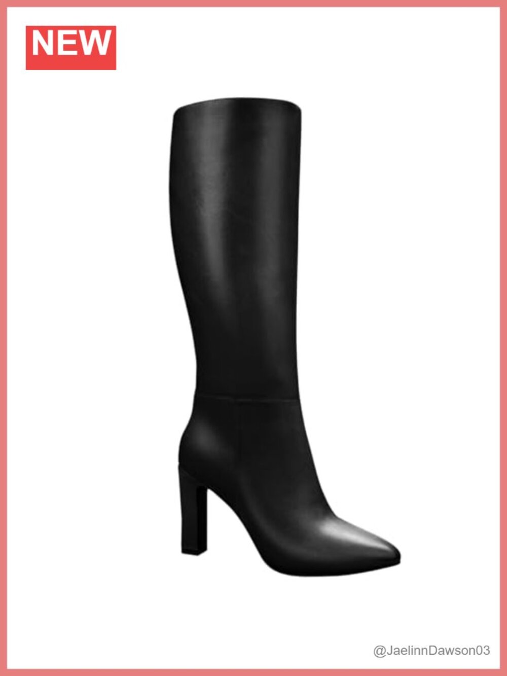 Faux Leather Knee High Boots Pointed Toe Block Heel Womens